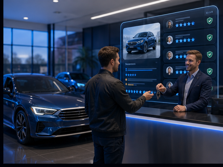 Modern car rental office reception